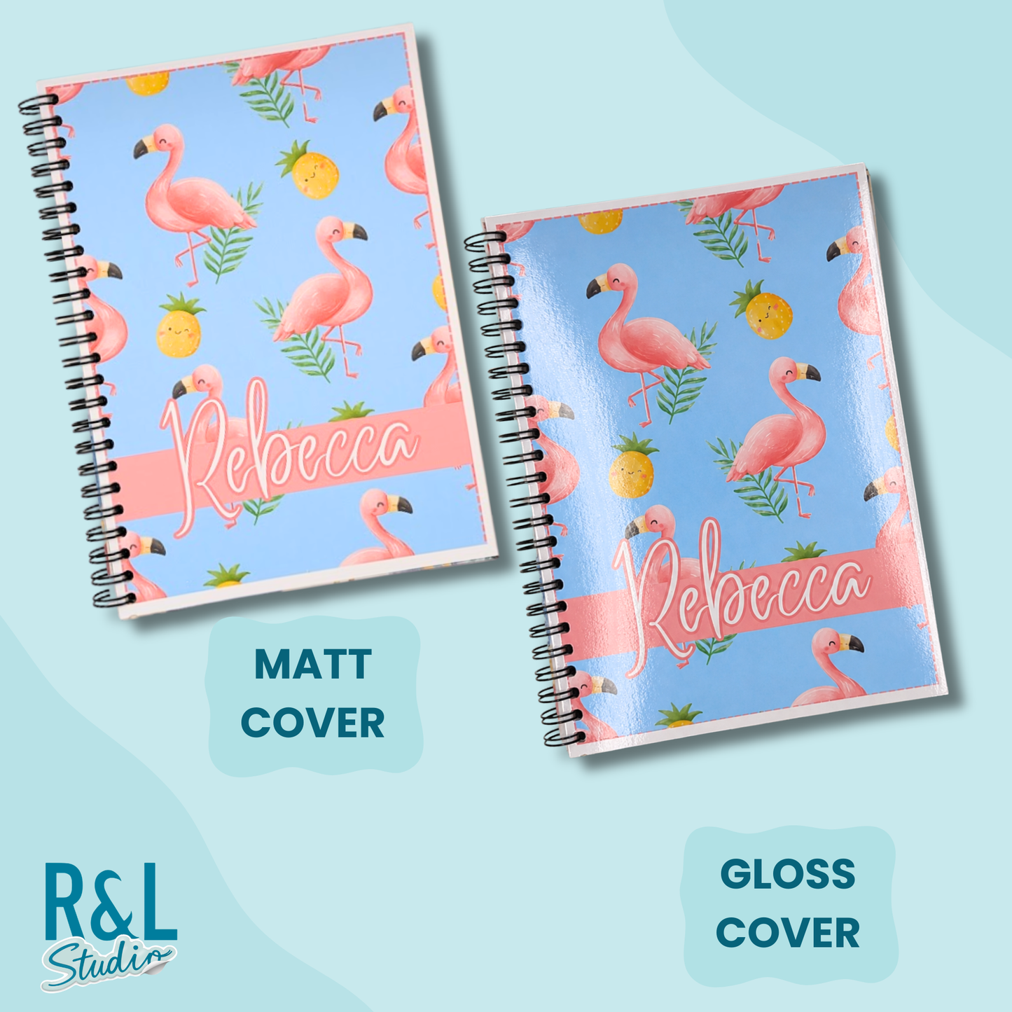 Personalised Flamingo Wirebound Notebook