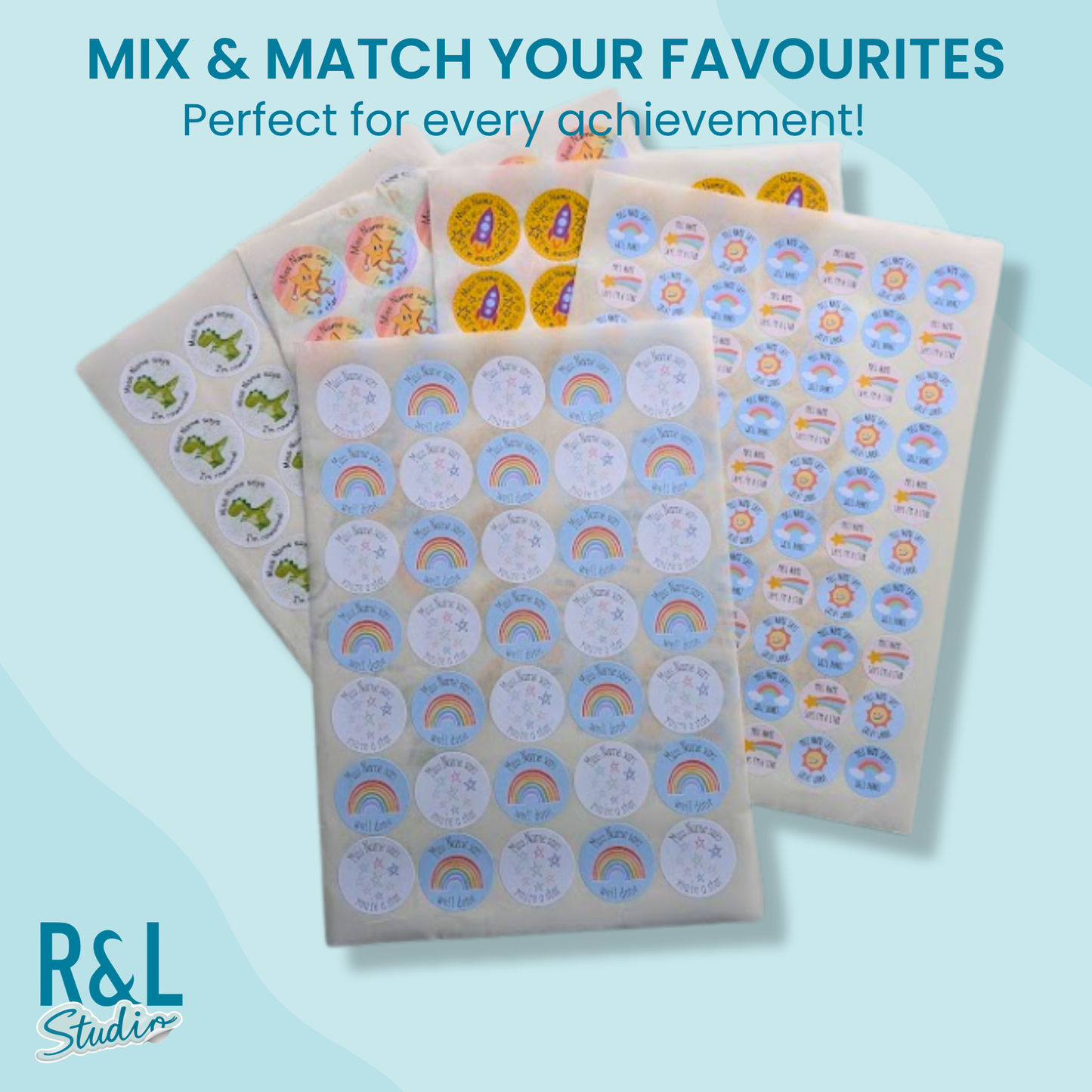 Rainbow and stars teacher stickers