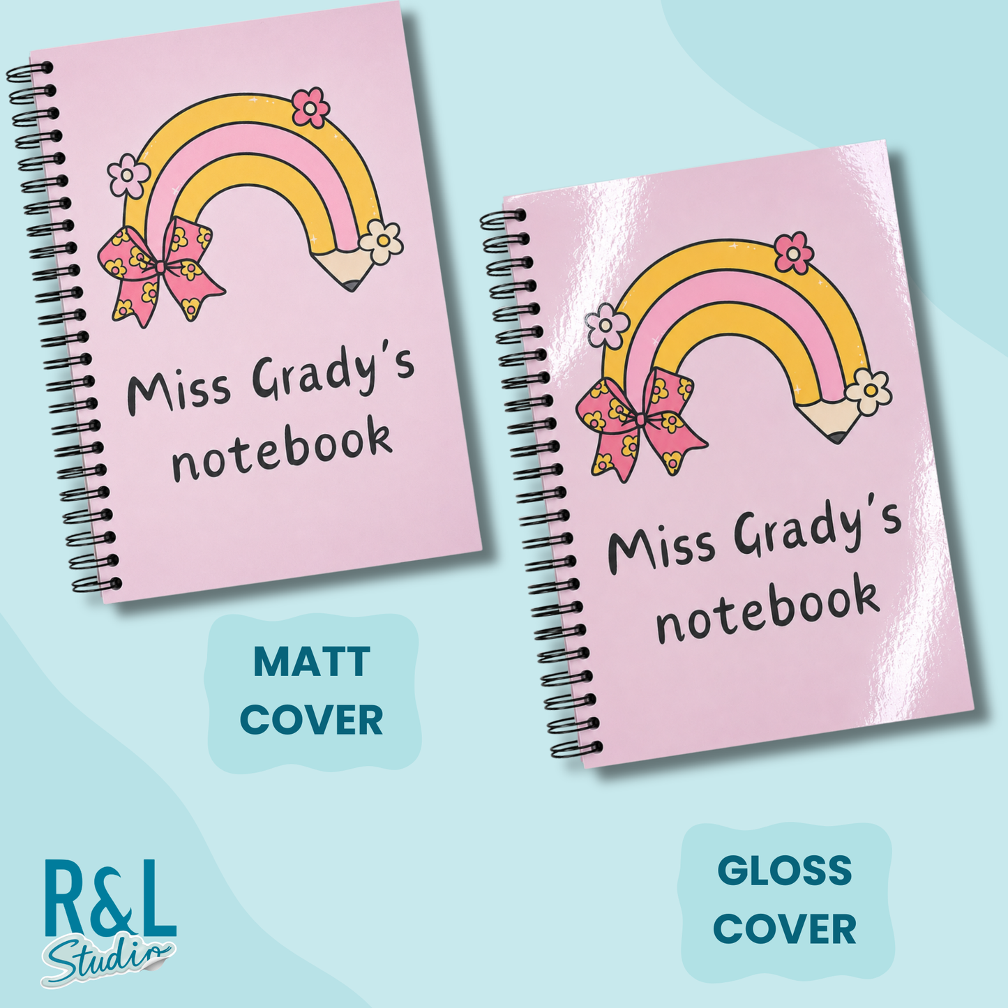 Personalised Rainbow Pencil Wirebound Notebook