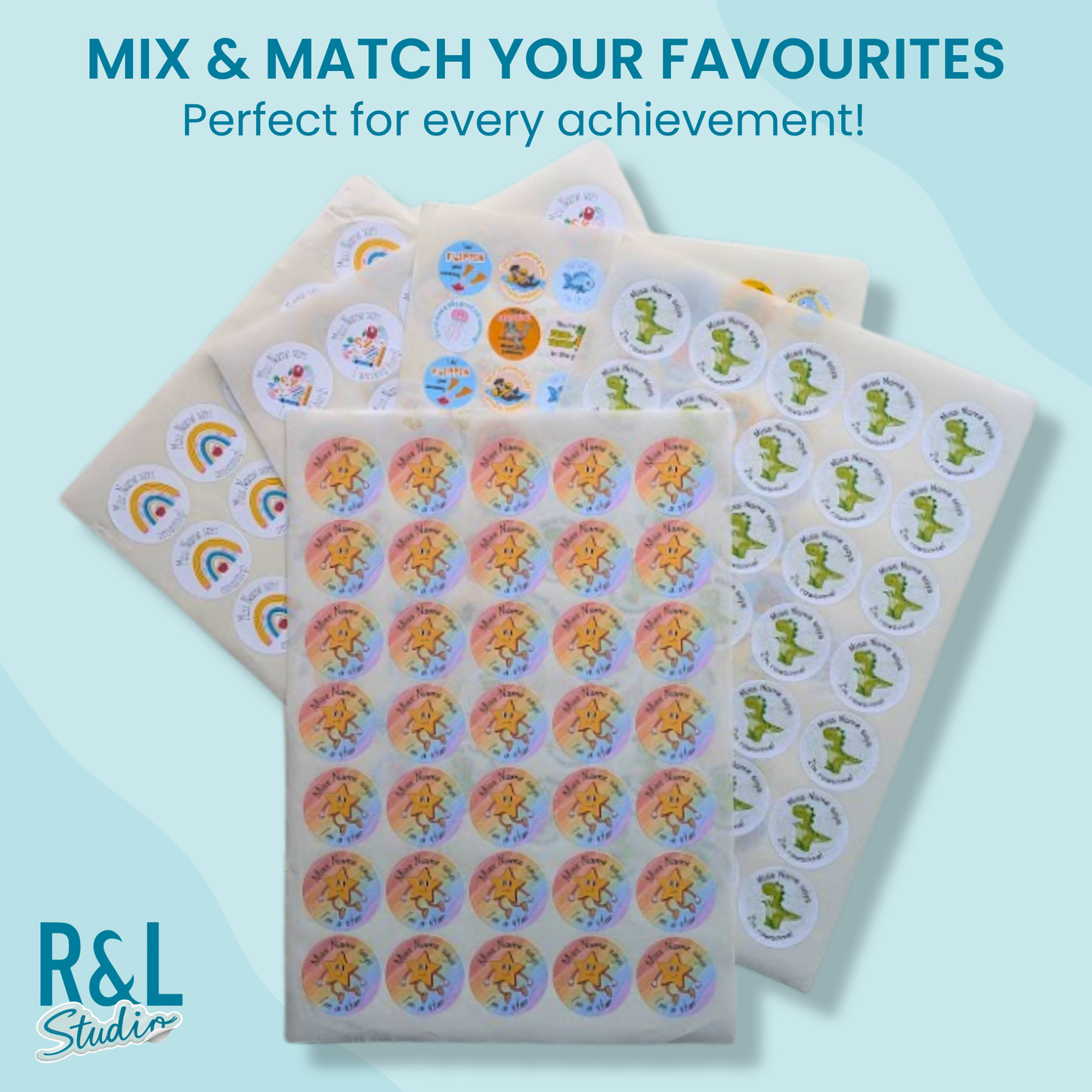 Rainbow Star Teacher Stickers