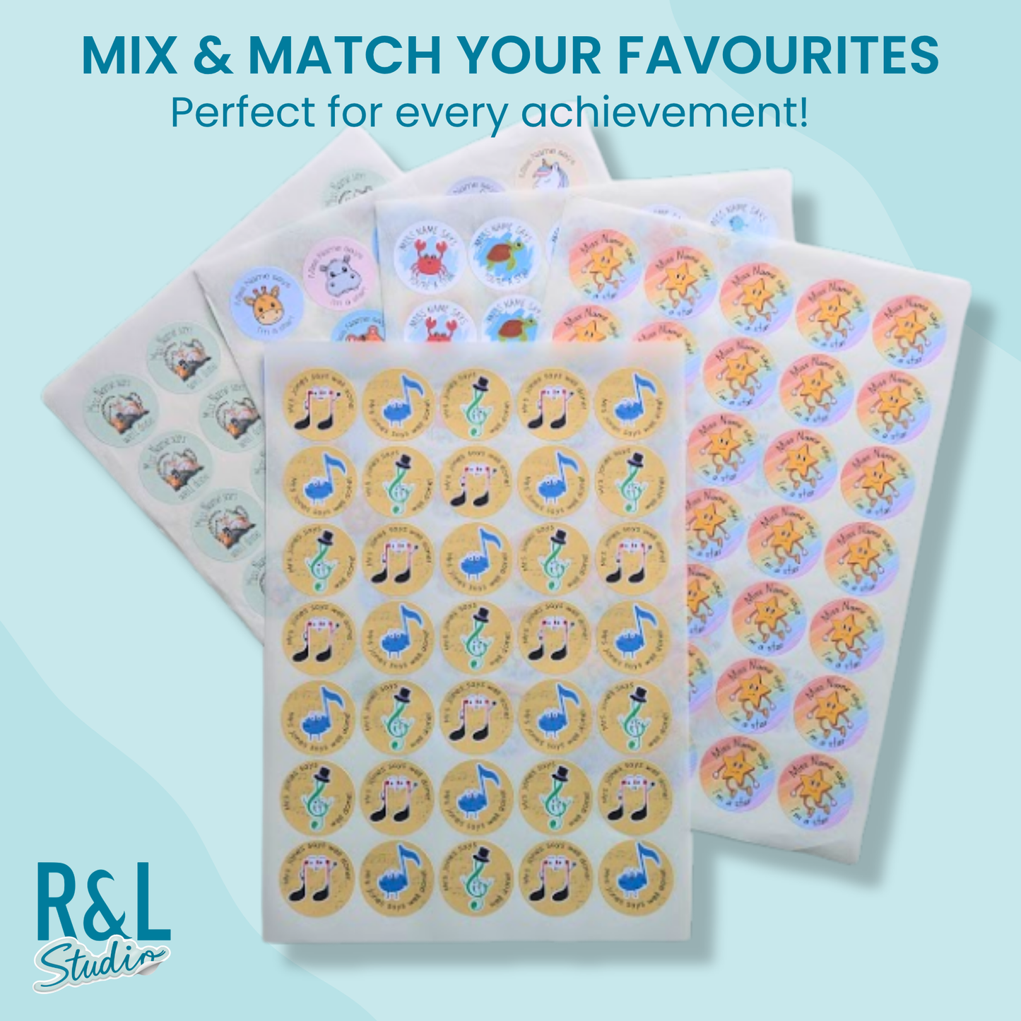 Personalised Musical Notes Teacher Stickers