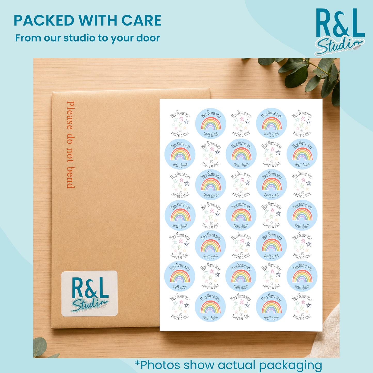 Rainbow and stars teacher stickers