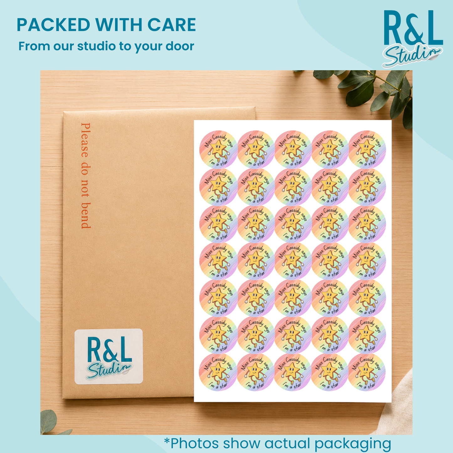Rainbow Star Teacher Stickers