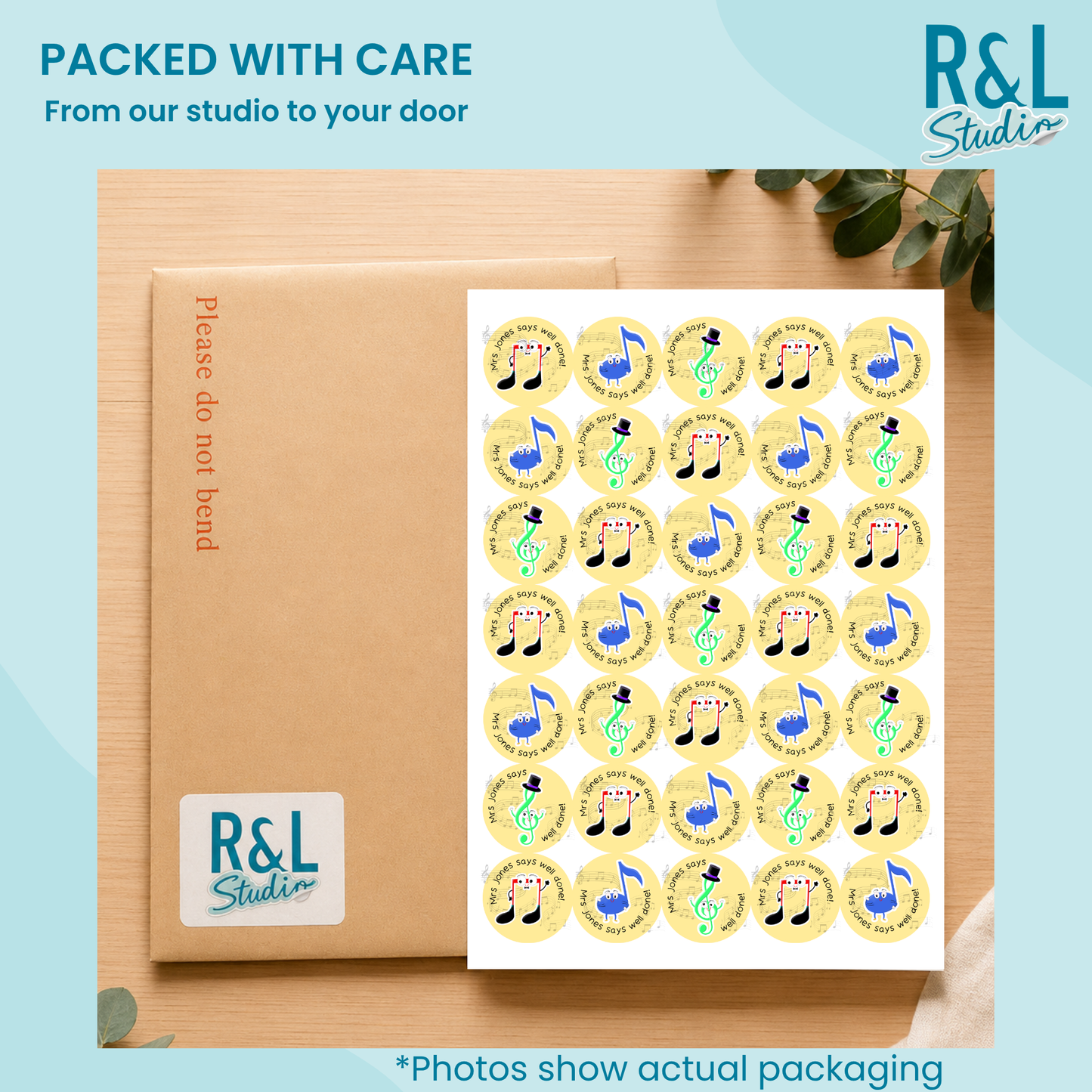 Personalised Musical Notes Teacher Stickers