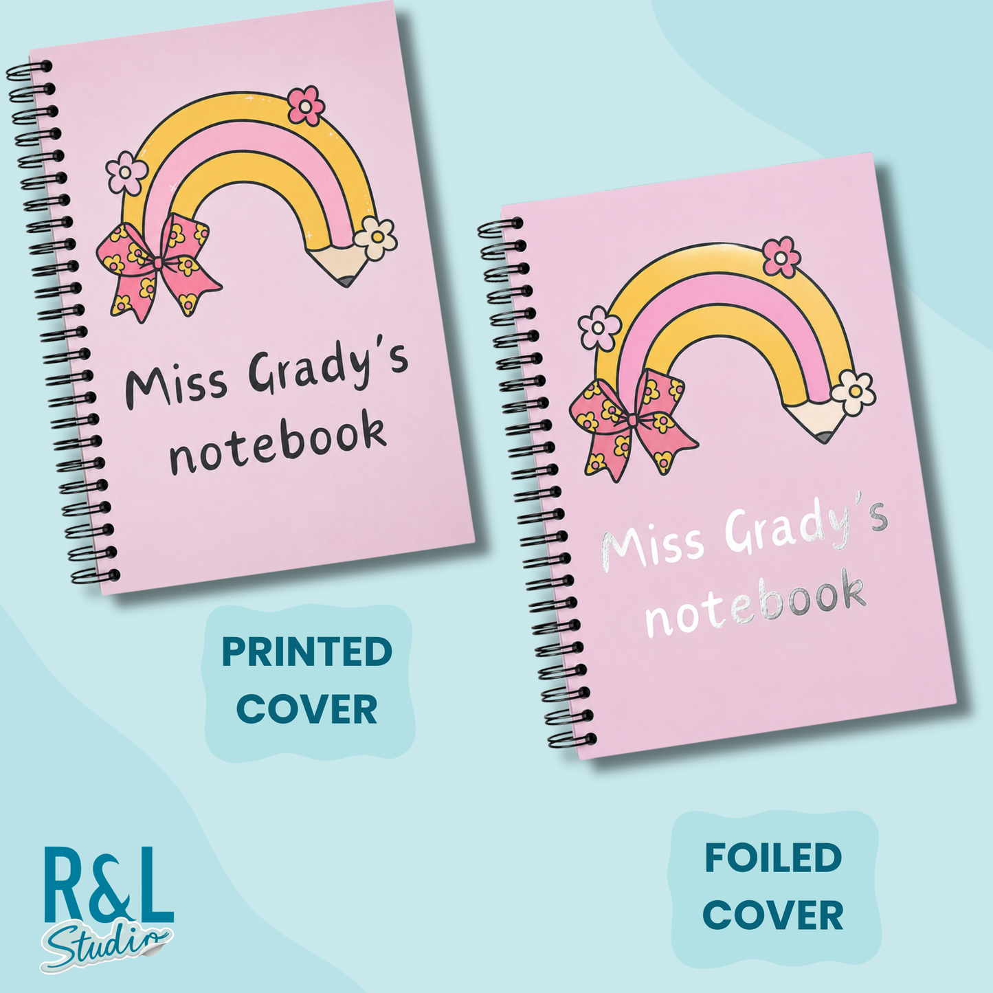 Personalised Rainbow Pencil Wirebound Notebook