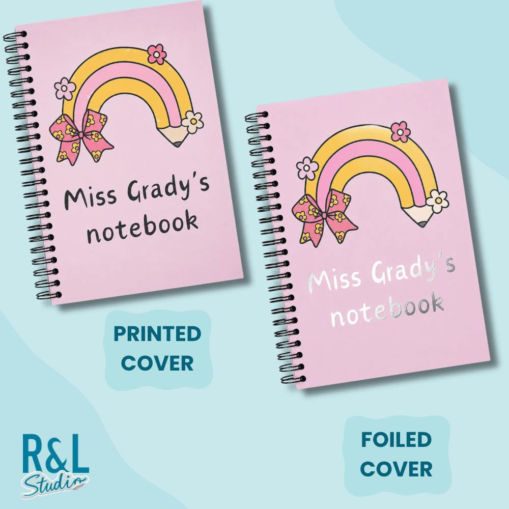 Personalised Rainbow Pencil Teacher Sticker Book & Notebook