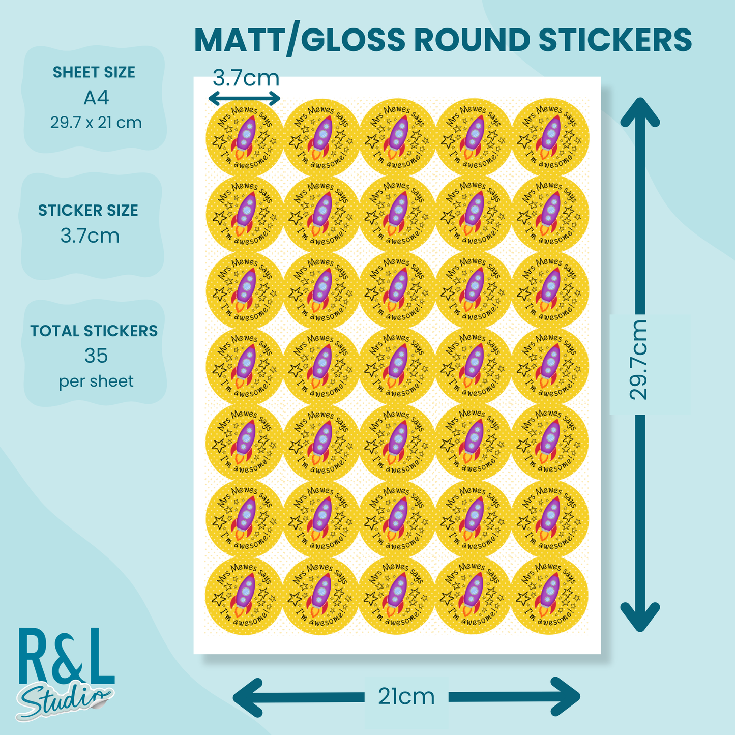 Personalised Rocket Teacher Stickers