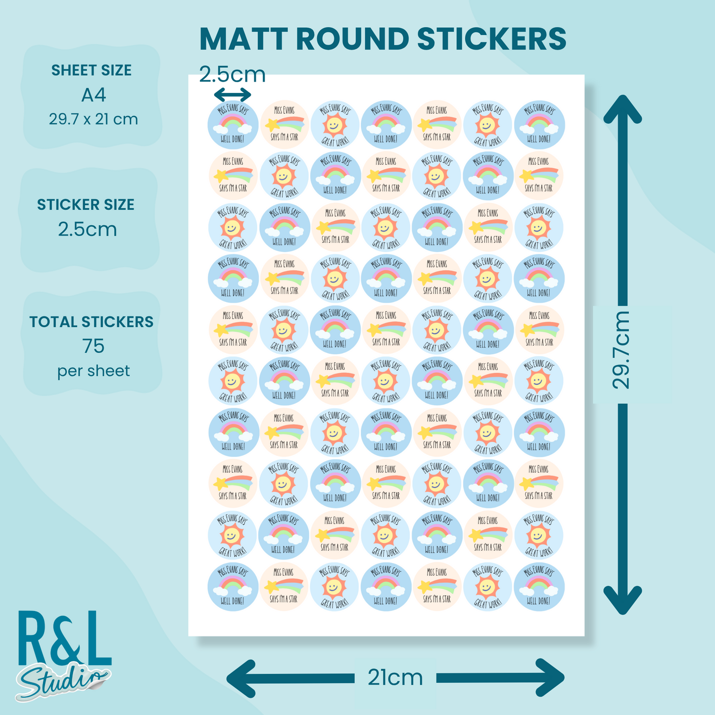 Rainbow & Sunshine Teacher Stickers