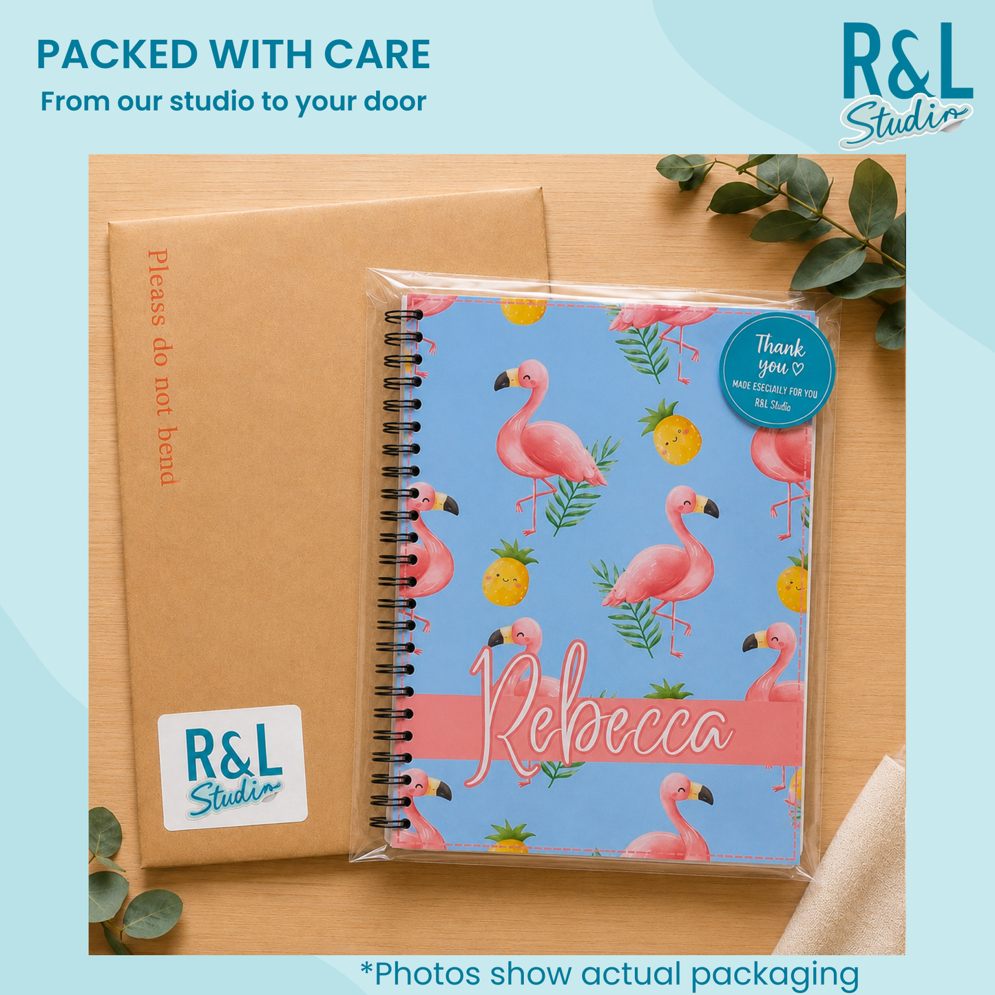 Personalised Flamingo Wirebound Notebook