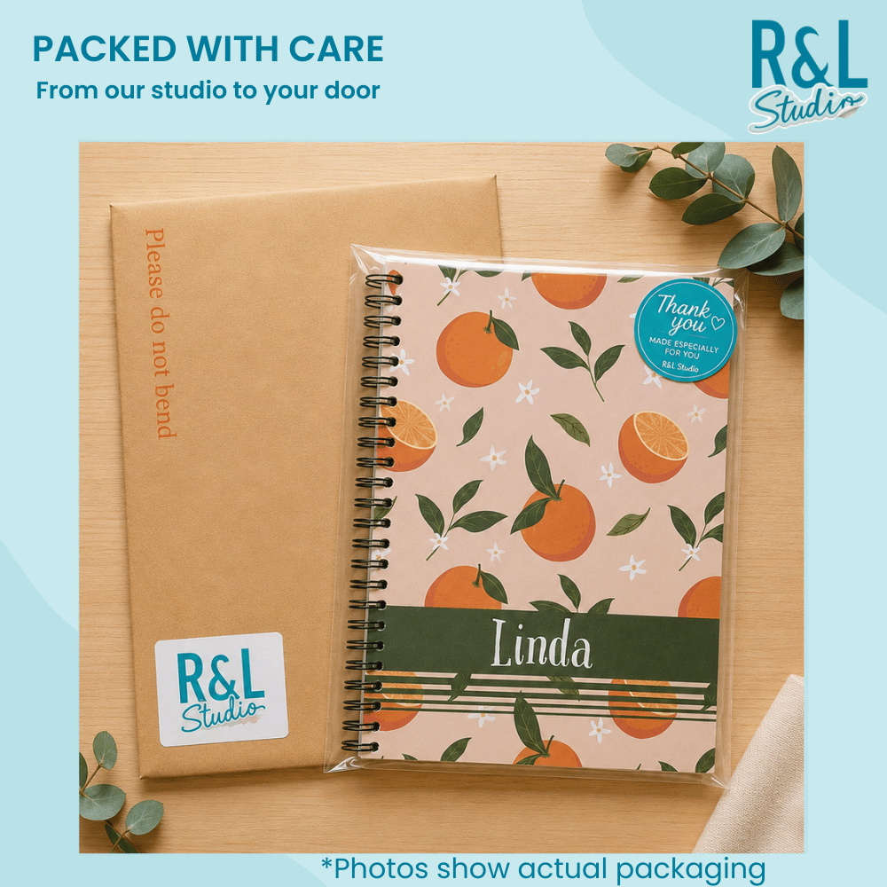 Personalised Orange Blossom Wirebound Notebook