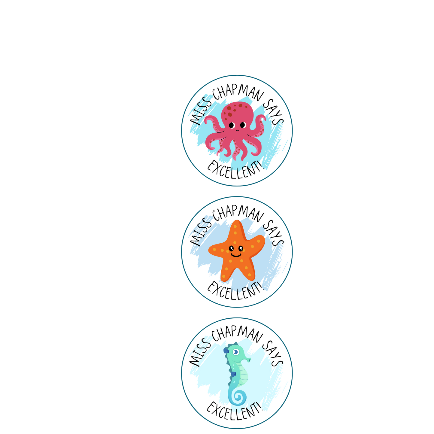 Ocean Animal Teacher Stickers