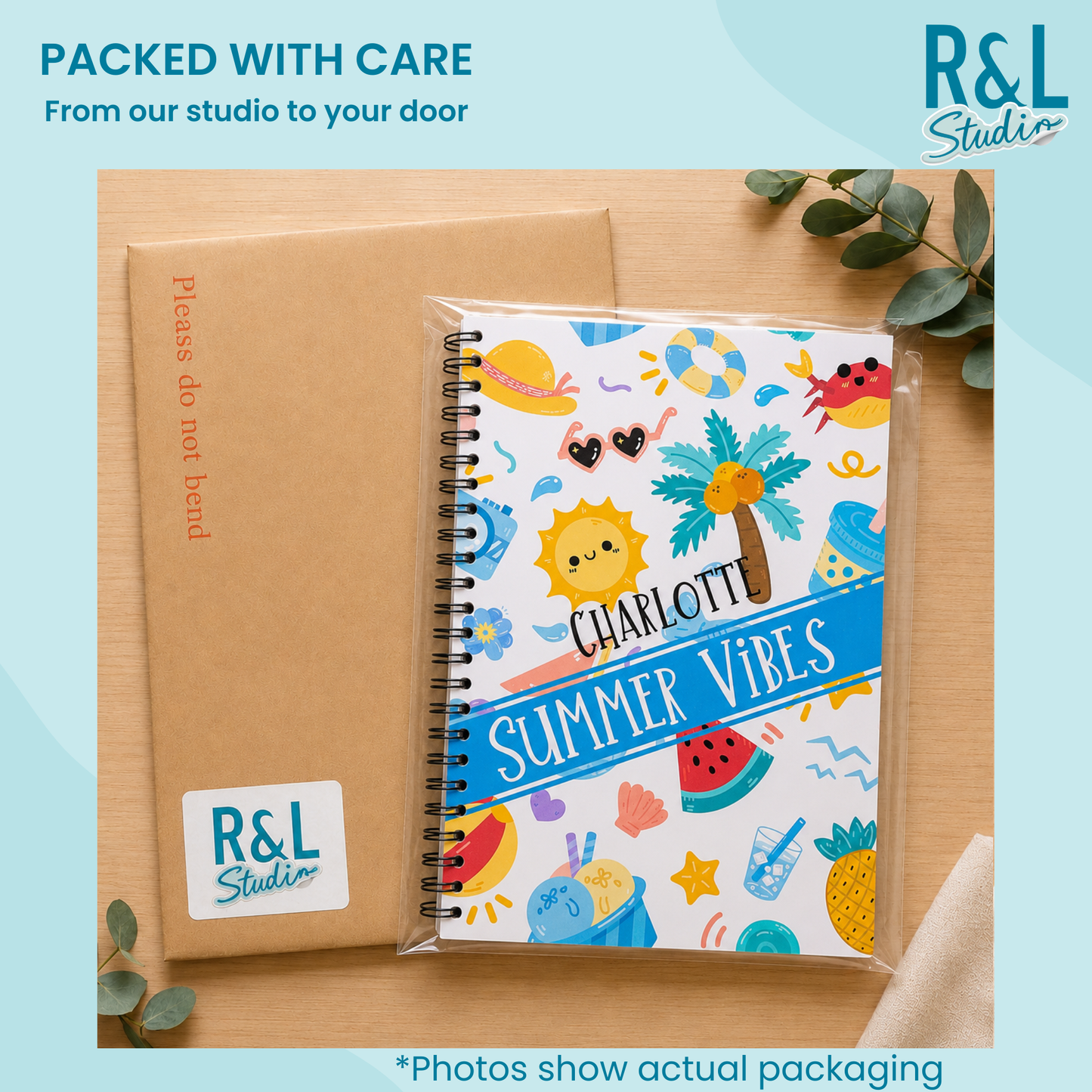 Personalised Summer Vibes Wirebound Notebook