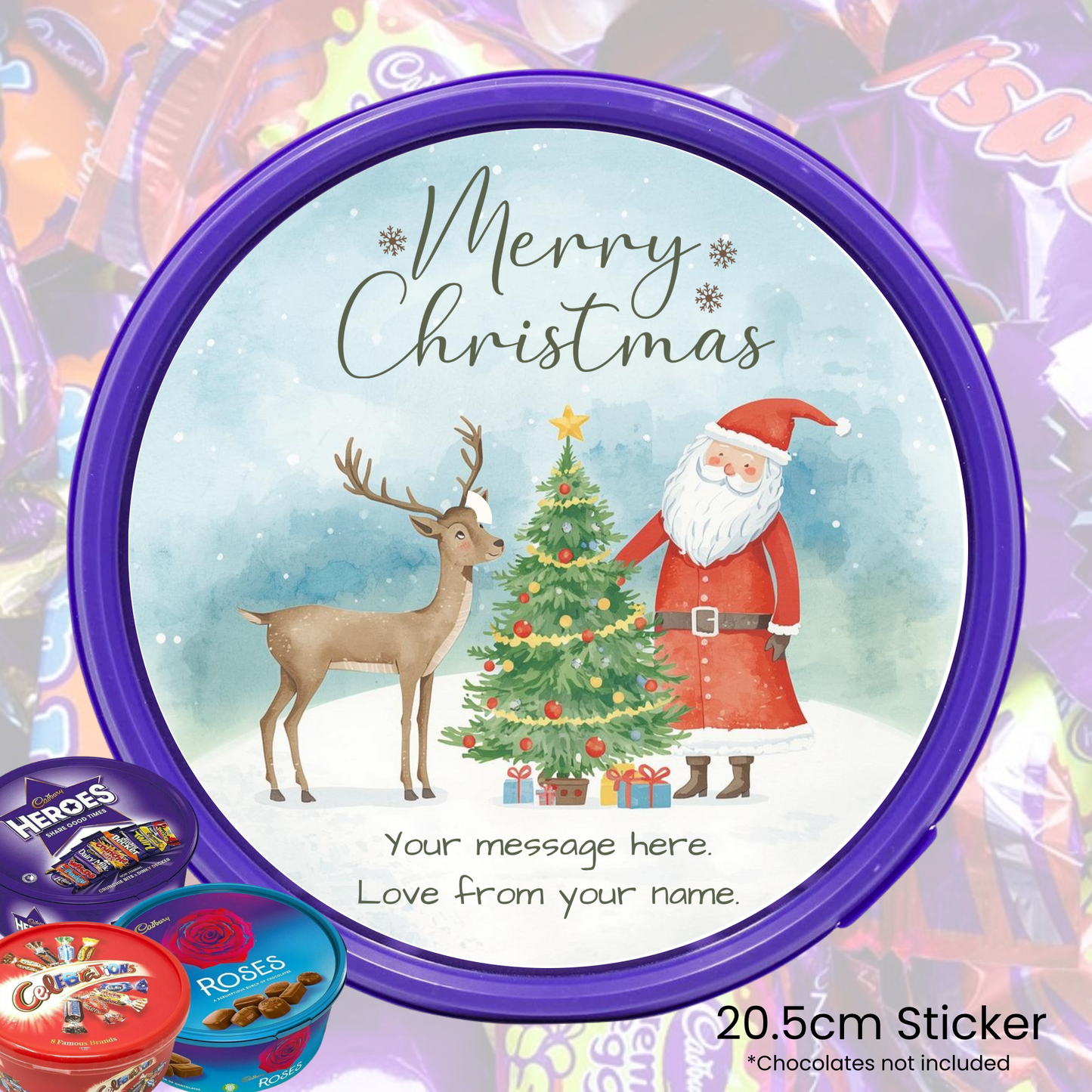 Winter's Eve Scene - chocolate tub sticker