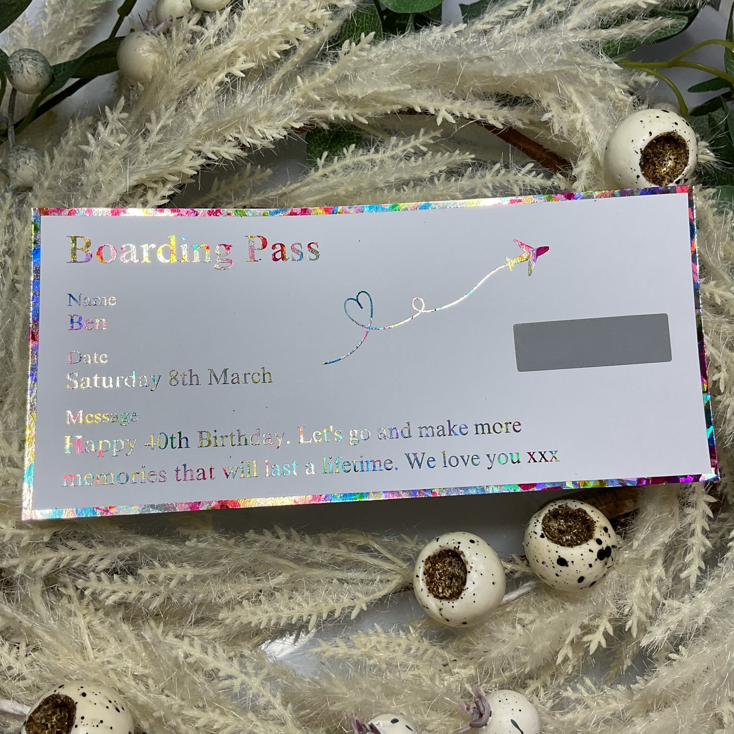 Boarding Pass Scratch Off Foiled Ticket