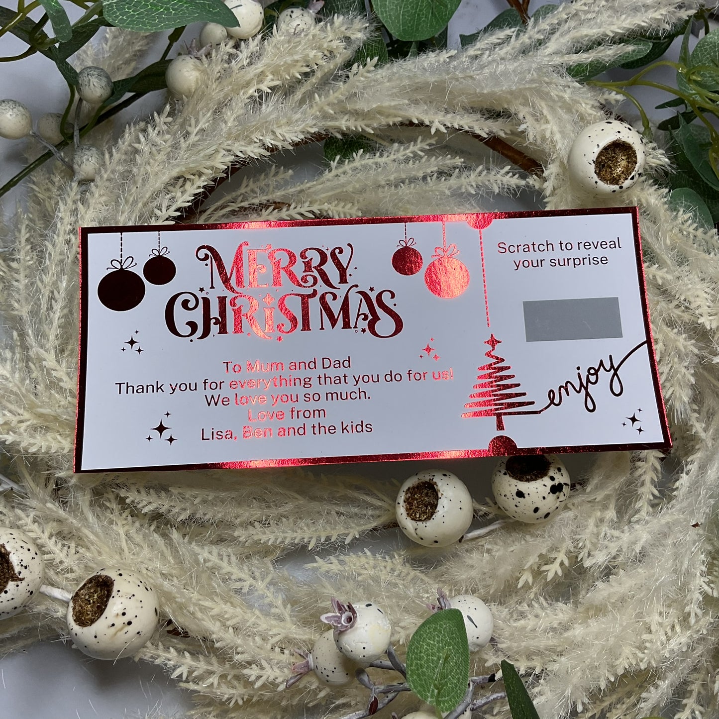 Sentimental Merry Christmas Foiled Scratch-Off Ticket