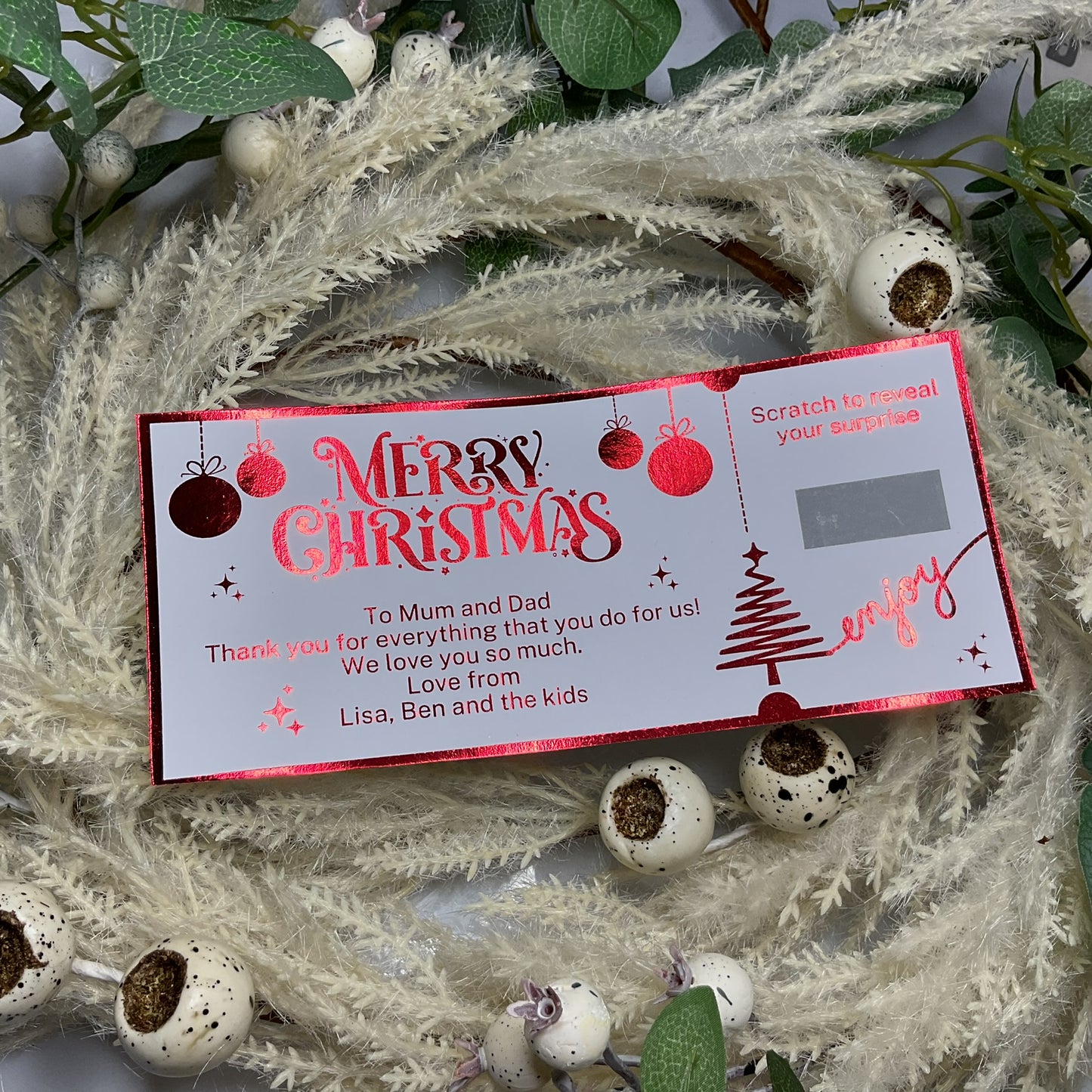 Sentimental Merry Christmas Foiled Scratch-Off Ticket