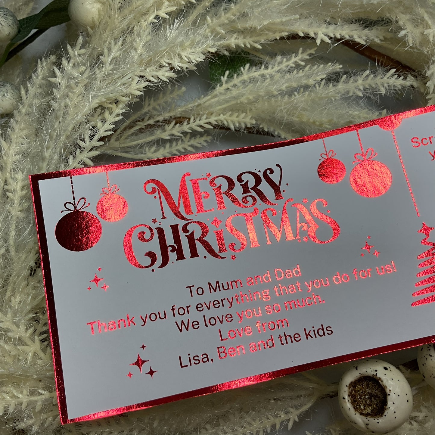 Sentimental Merry Christmas Foiled Scratch-Off Ticket