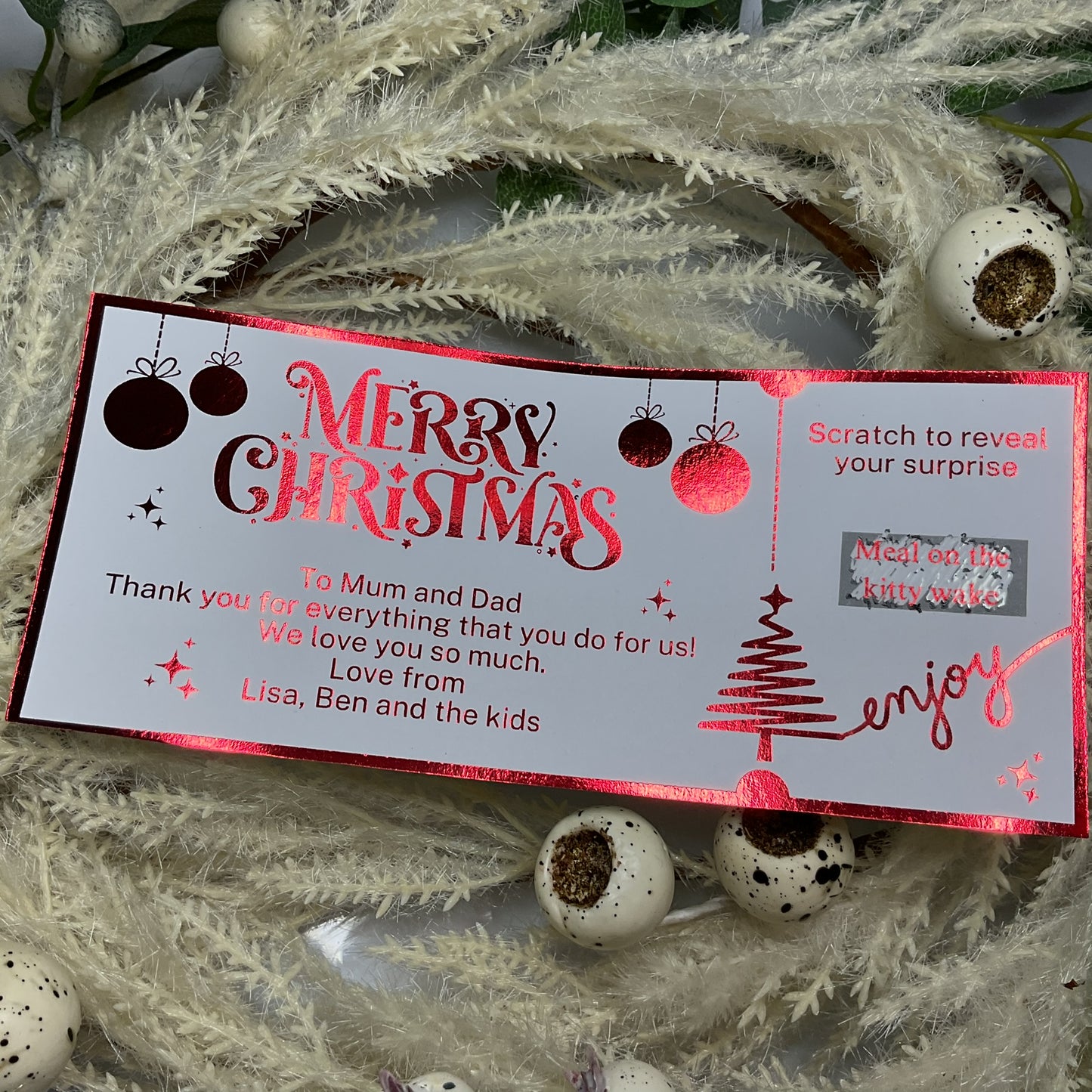 Sentimental Merry Christmas Foiled Scratch-Off Ticket
