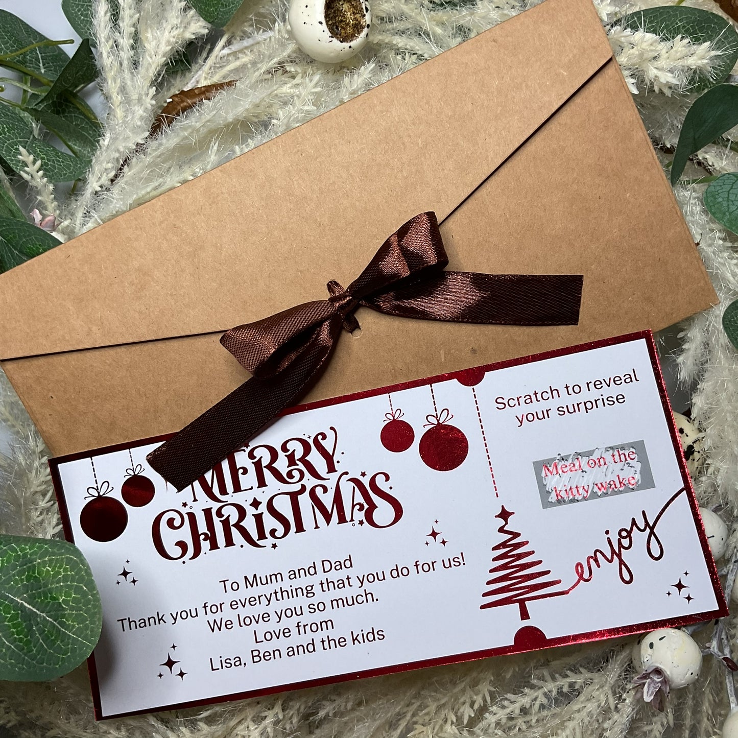 Sentimental Merry Christmas Foiled Scratch-Off Ticket