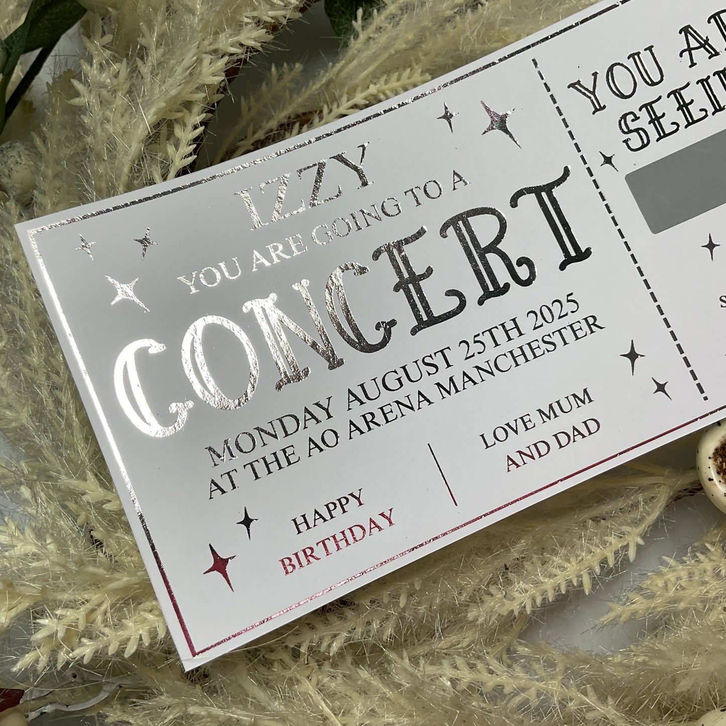 Foiled Concert Ticket with Scratch Off Reveal