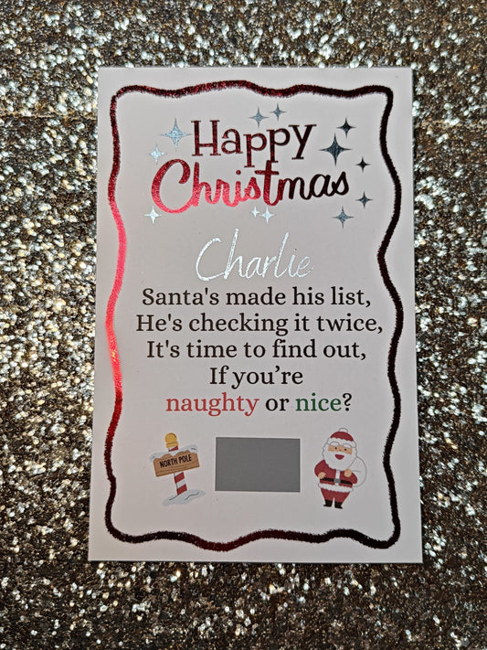 Personalised Christmas Naughty or Nice Scratch Cards