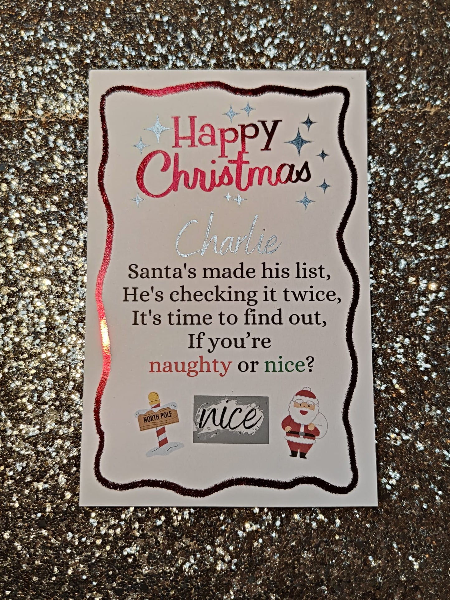 Personalised Christmas Naughty or Nice Scratch Cards