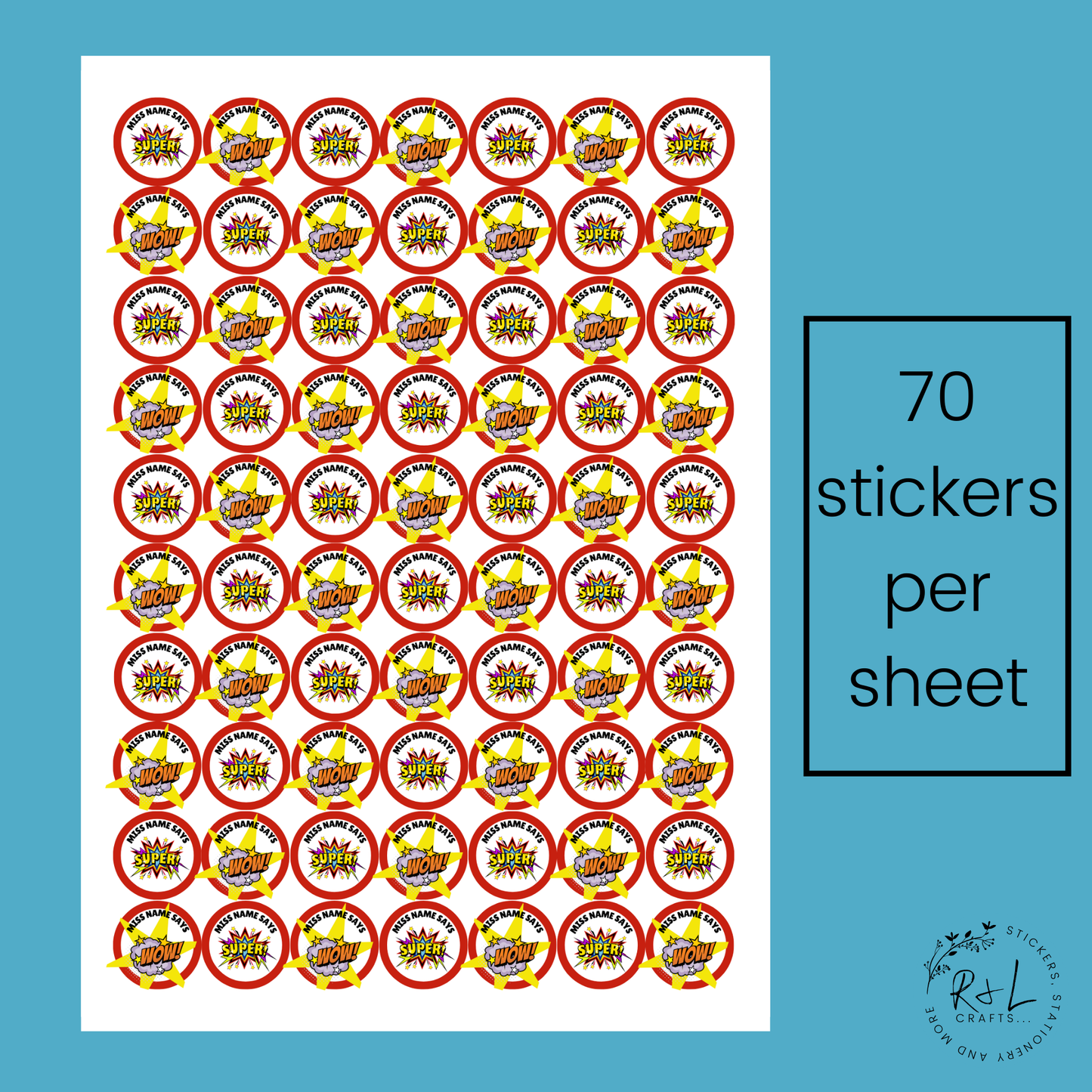 Comic-style teacher stickers